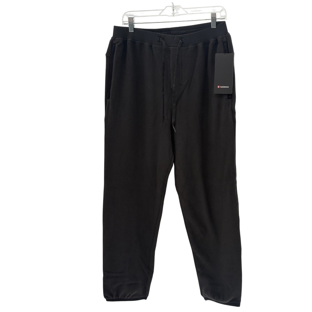 Lululemon Jogger Pants Fleece Classic Fit Men Large Black Zipped Pockets New